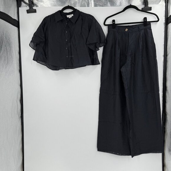 House Of Harlow 1960 Black 3-Piece Set W/ Button Detail & Elastic Waist Fit - Picture 16 of 16